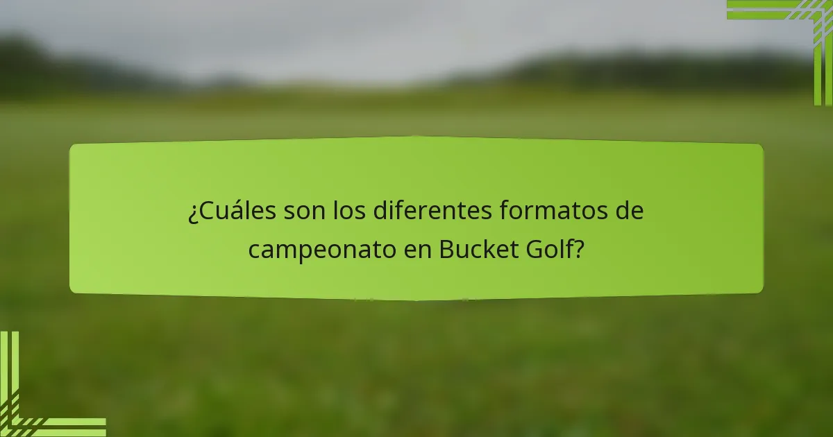 ¿Cuáles son los diferentes formatos de campeonato en Bucket Golf?