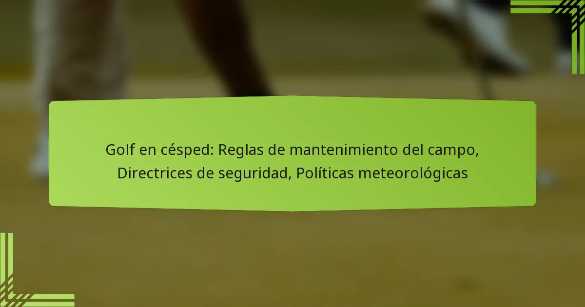 Golf en césped: Reglas de mantenimiento del campo, Directrices de seguridad, Políticas meteorológicas